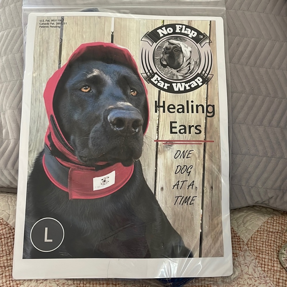 No Flap Ear Wrap for Dogs size Large, denim